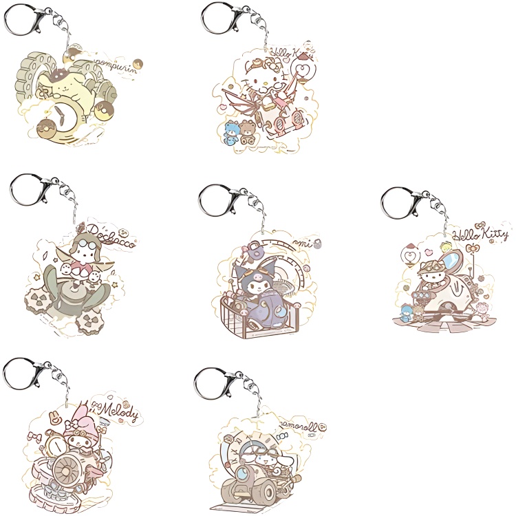 

3D JP Kitty подвеска-брелок, трендовый мерч, Sanrio Steam Era коллекция, шарм-пазл, мистический бокс, 1 случайный 3D-JP