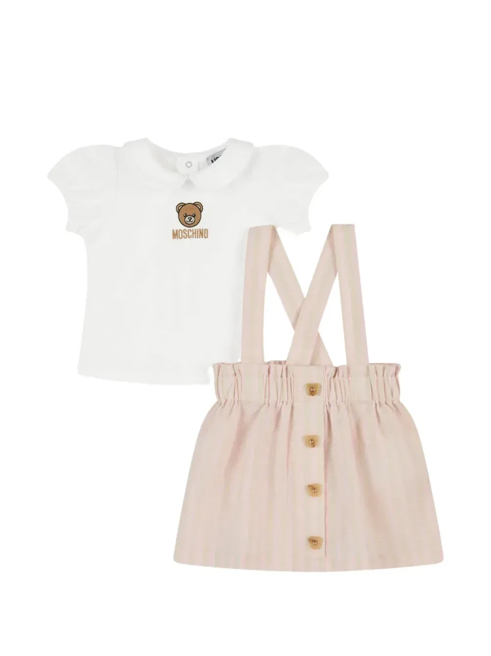 Полосатый комбинезон на пуговицах Moschino Kids, белый