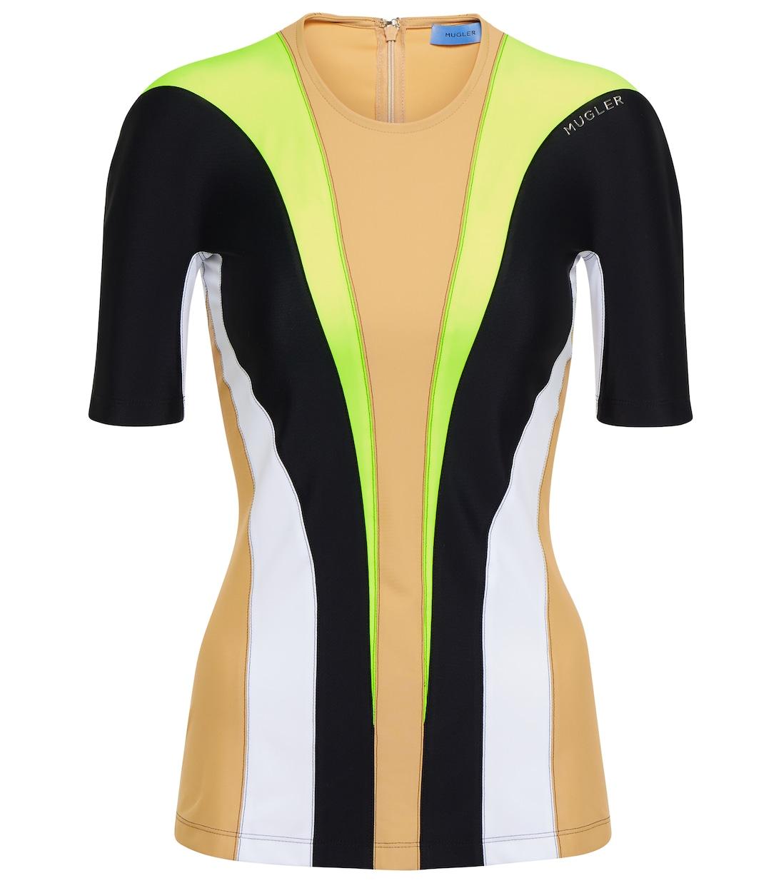 

Полосатый топ с логотипом Mugler, Multico Neon Yellow