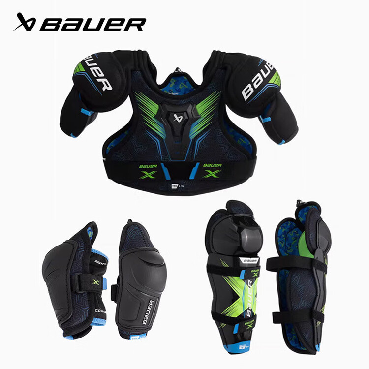 

He Jiagong Набор для айсбола S24 X детский молодежный роликовые коньки сухой грунт [детский комплект из 3 предметов], нагрудник/налокотники/наколенники, M