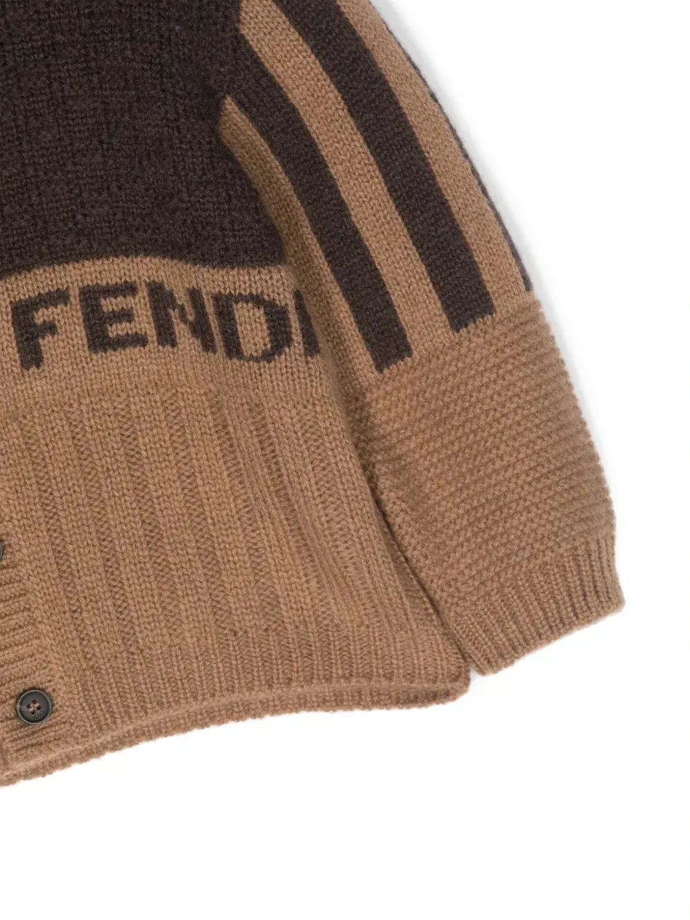 Кардиган из смеси шерсти и кашемира Fendi Kids, коричневый — фото 3