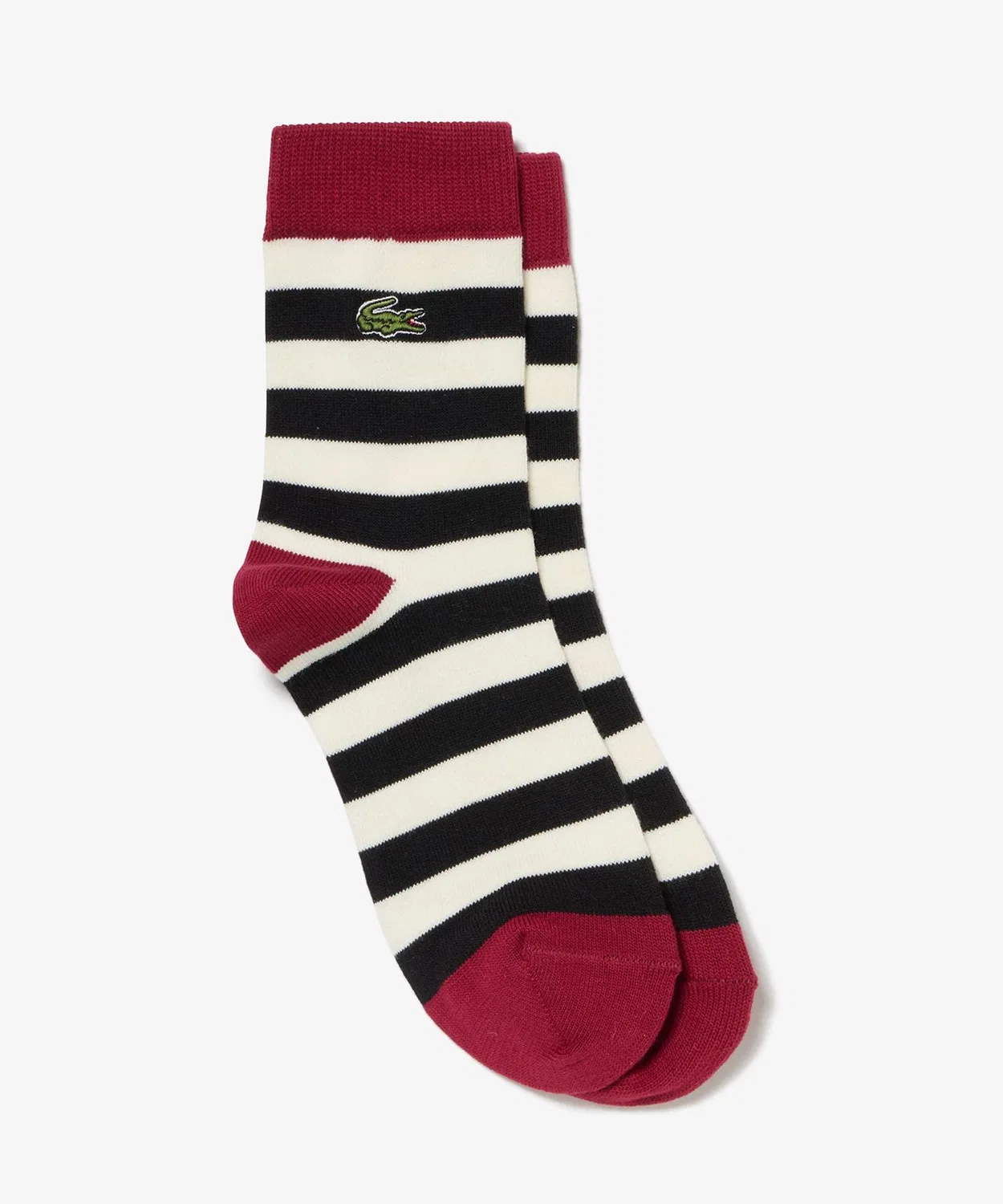Носки Crew Socks Бордовые в полоску, хлопковые, белый с чёрным