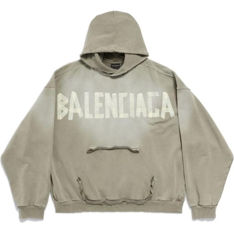Худи с прорезными карманами на липучке Balenciaga, зеленый — фото 3