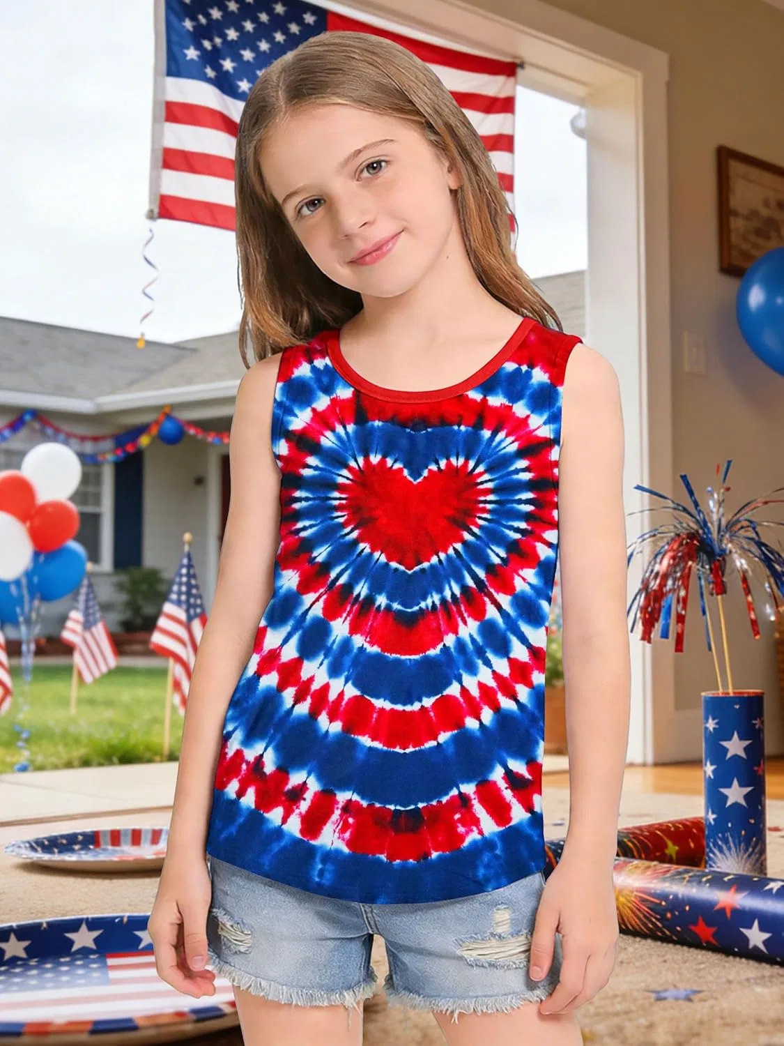 Детский топ-безрукавка American Flag, CAZYCHILD, Blue-love — фото 4