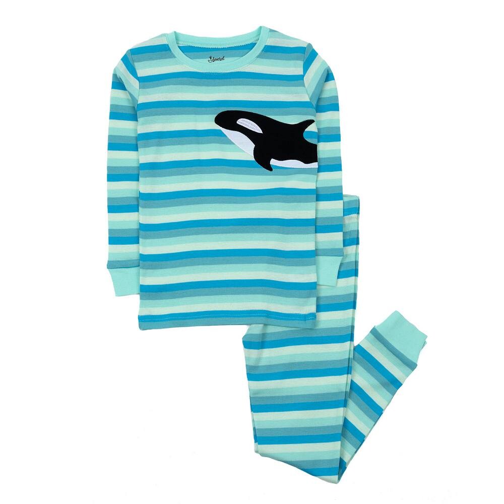 Хлопковая пижама из двух предметов Leveret для мальчиков в полоску, цвет Orca Stripes