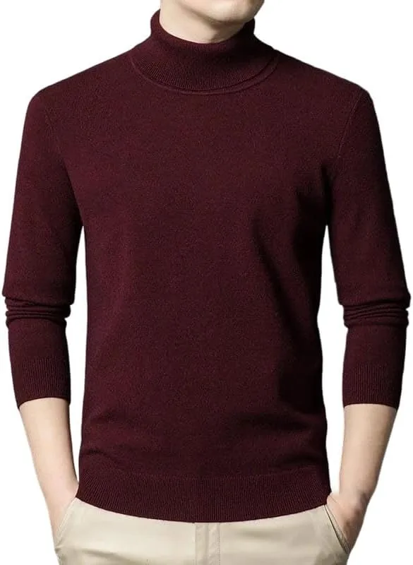 

Мужской классический вязаный свитер с высоким воротом, Slim Fit