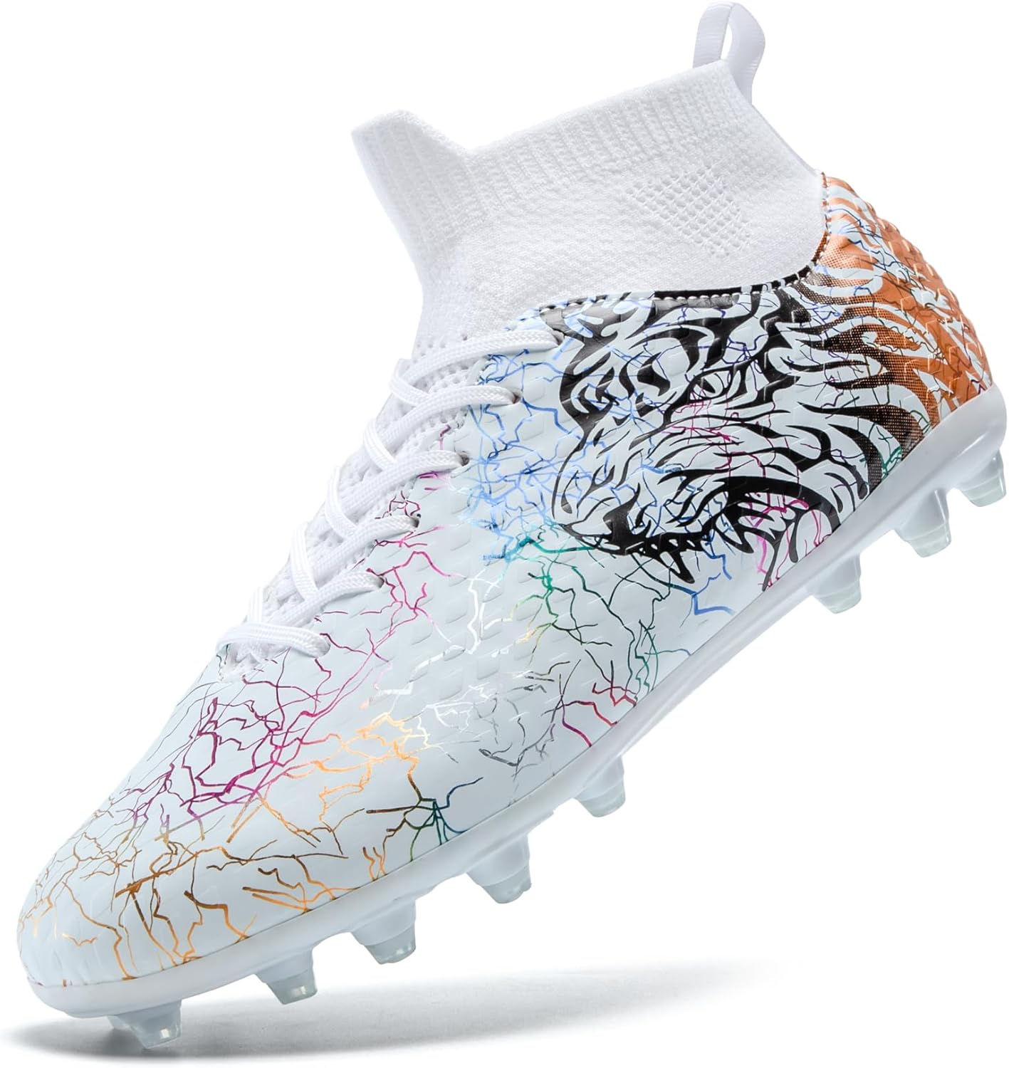 

Футбольные бутсы для мальчиков, детская тренировочная обувь для футбола, спортивная обувь для улицы, футбольные кроссовки для девочек, высокие детские футбольные ботинки для маленьких и больших детей Zgwulzngl, белый