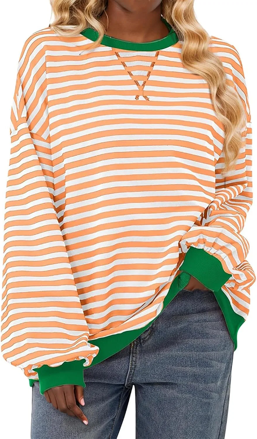 Оверсайз свитшот женский с цветными блоками, Generic, A20 Orange