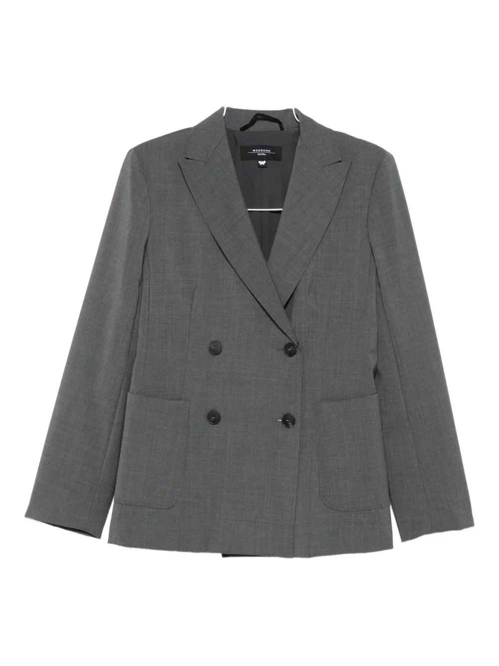 

Двубортный пиджак с накладными карманами Weekend Max Mara, серый