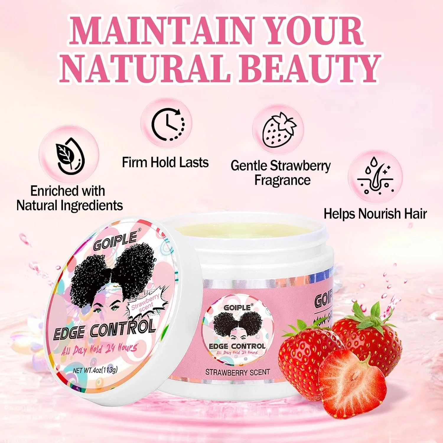 Воск для укладки волос Edge Control Wax с клубничным ароматом Wozutunt — фото 2