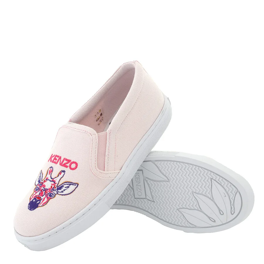 Кроссовки Kenzo Girls с розовым логотипом животного, вышитые и на застежке без шнурков, розовый — фото 2