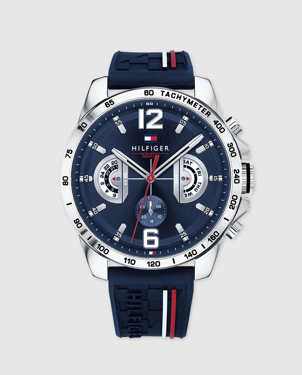 

Tommy Hilfiger 1791476 Силиконовые мужские часы в полоску, синий