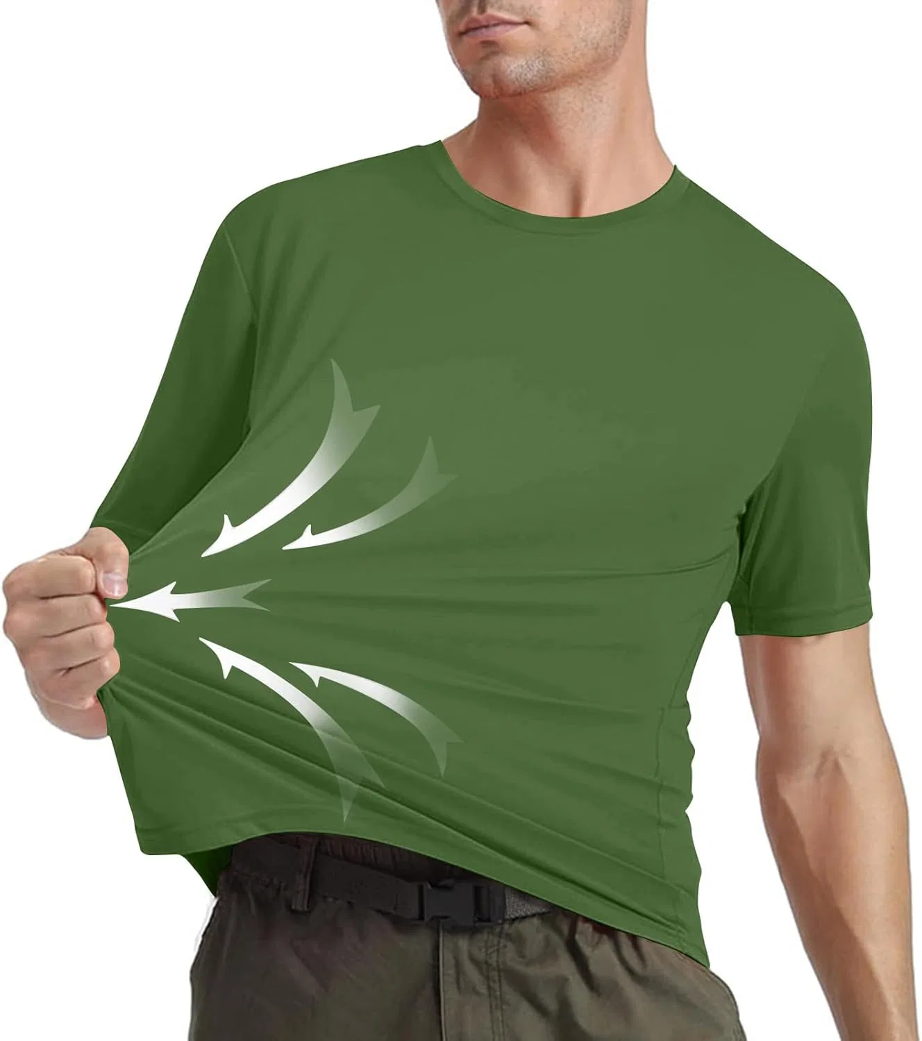 Футболка с коротким рукавом, влагоотводящая, Active, Army Green-1 — фото 2