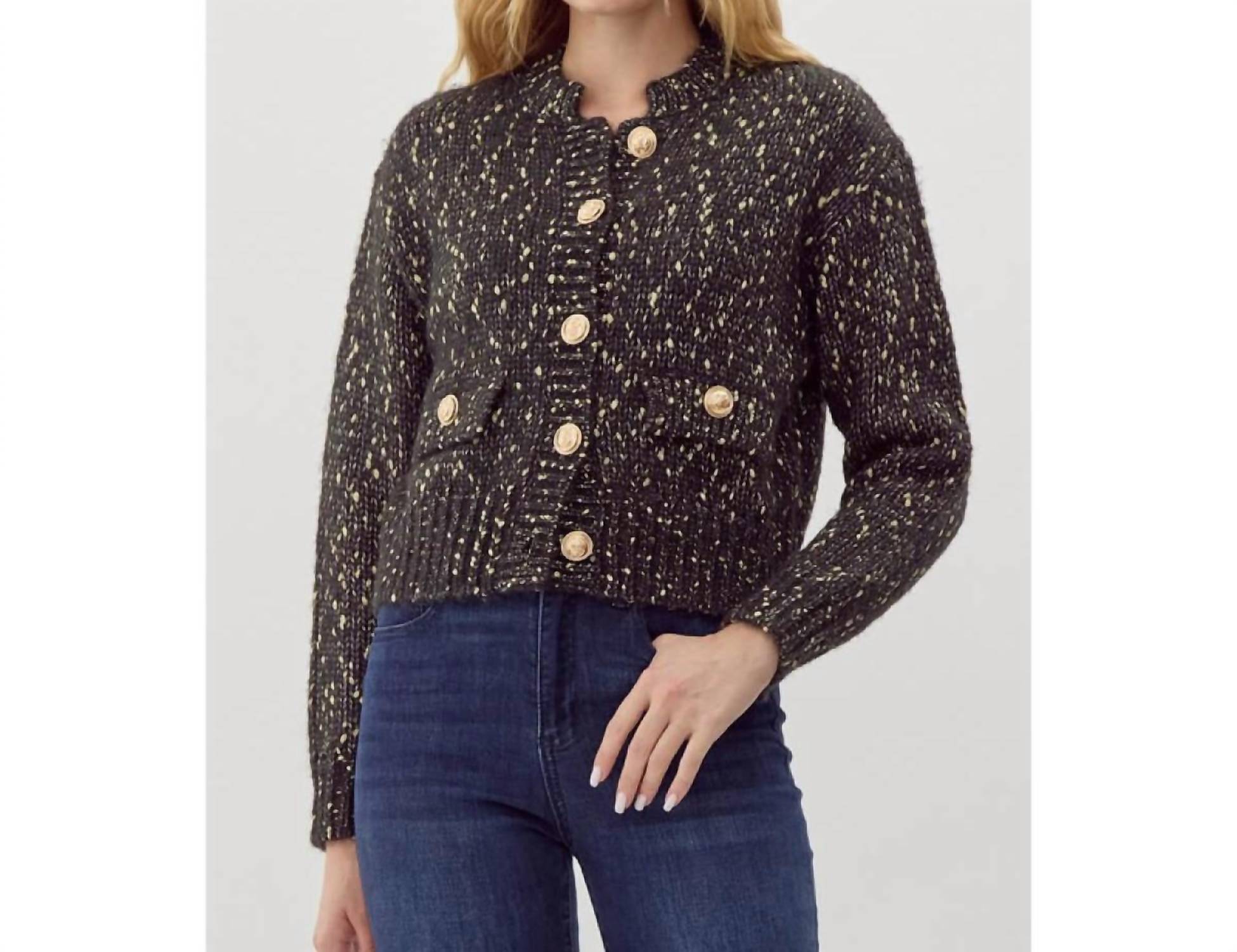 

Укороченный кардиган Preppy Knit черного цвета Jodifl