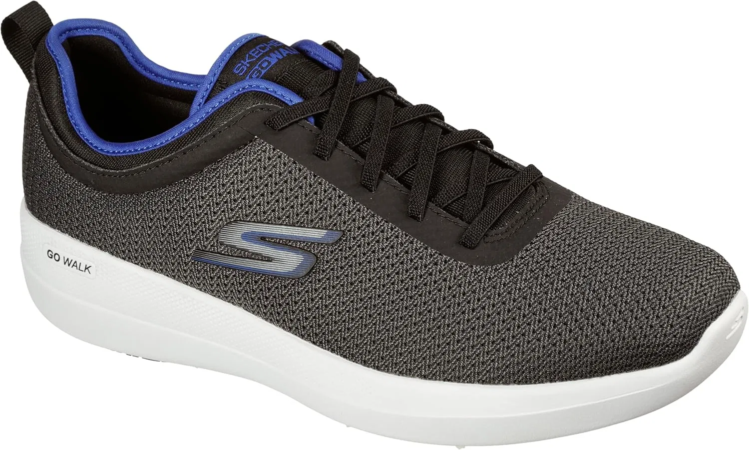 Мужские кроссовки Skechers Go Walk Stability Progress, Black Textile Blue Trim — фото 2