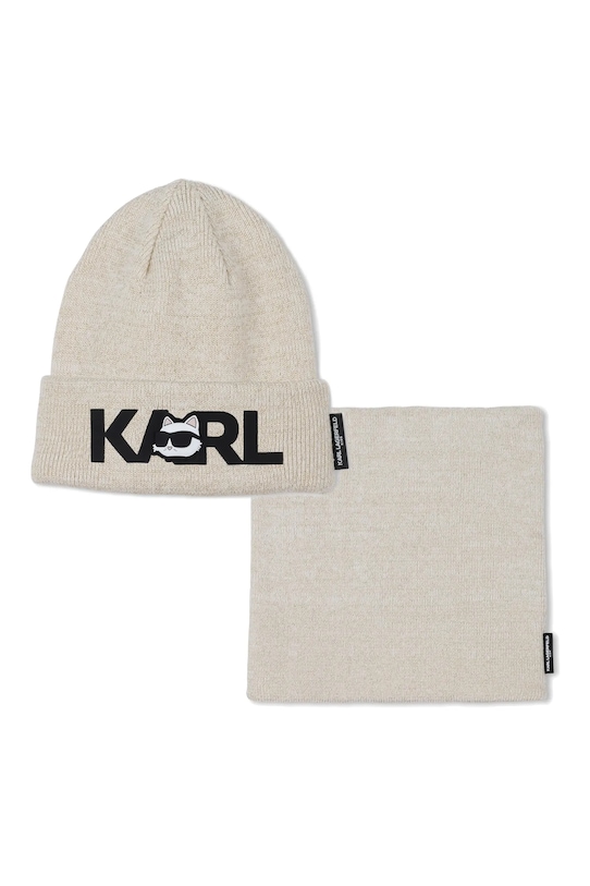 

Детская хлопковая шапка и шарф Karl Lagerfeld, бежевый