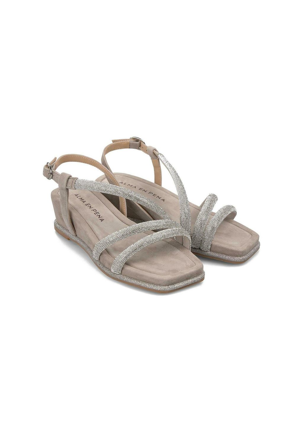 Босоножки на танкетке CON PUNTERA CUADRADA Y CIERRE CON HEBILLA - Platform sandals Alma en Pena, серо-коричневый — фото 3