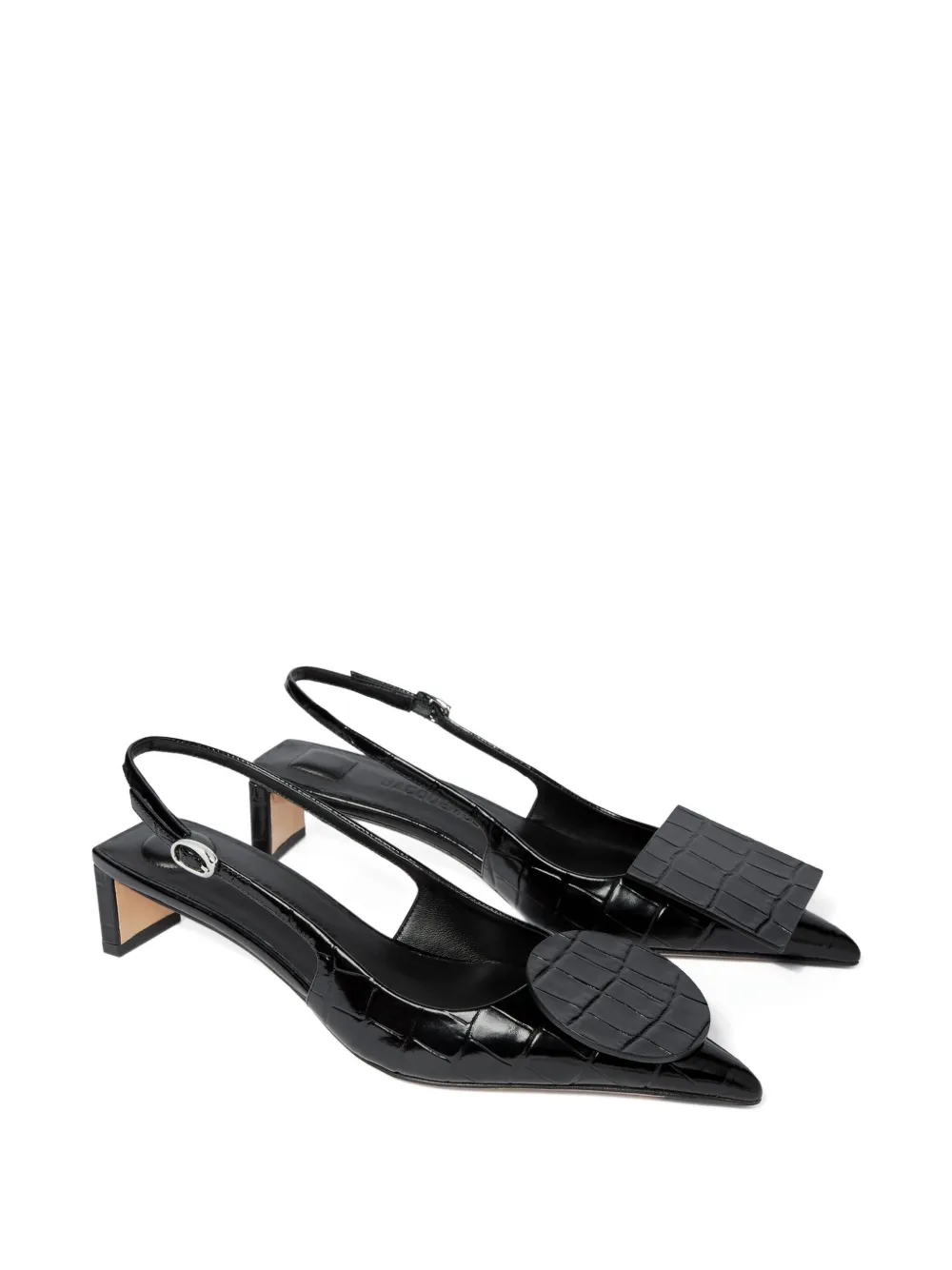 Туфли-лодочки Duelo с эффектом крокодиловой кожи, каблук 40 мм JACQUEMUS, черный — фото 2