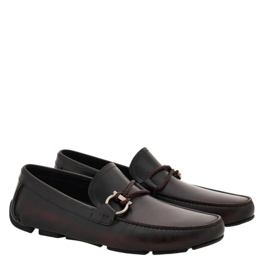 Кожаные лоферы Ferragamo с отделкой Gancini, красный — фото 2