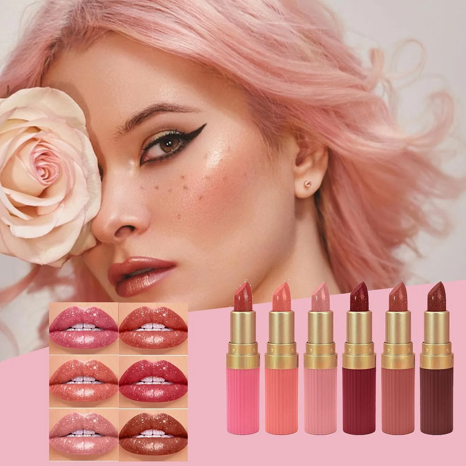 Набор матовых помад Velvet Satin Lipstick, 6 цветов, увлажняющие, Generic — фото 2