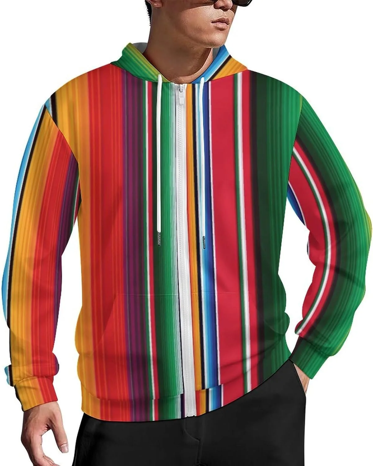 

Толстовка с капюшоном на молнии Mexican Stripes Red, мужская, оверсайз