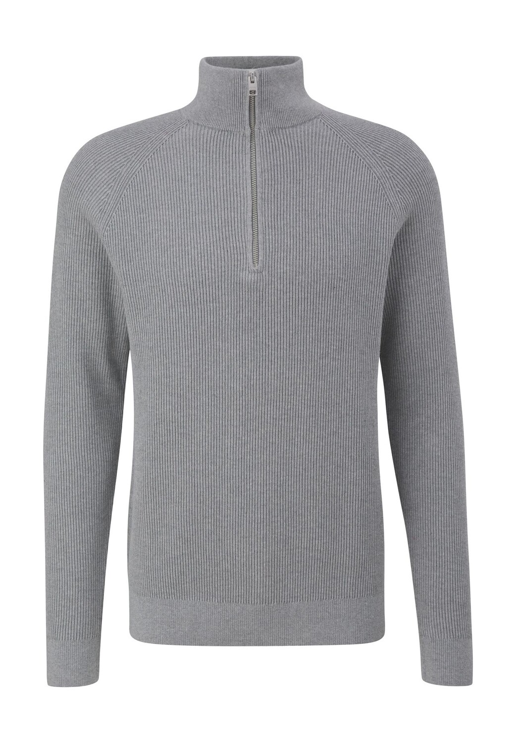 

Свитер тонкой вязки, тройская, ребристая структура, мужской s.Oliver, цвет Grey/Black