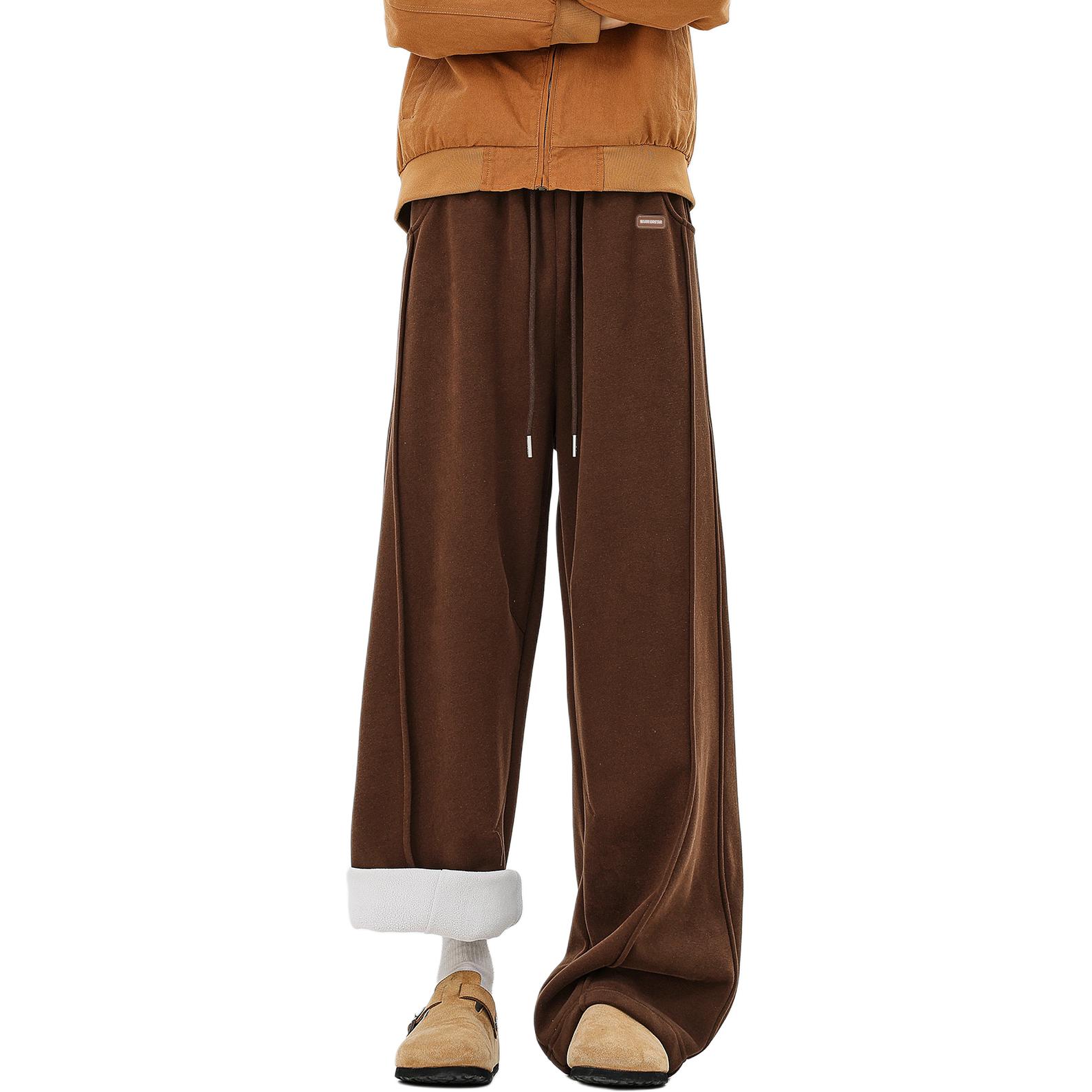 

Хлопковые брюки Unisex утепленные с флисовой подкладкой прямого кроя WARRIOR, coffee[free diy badge]