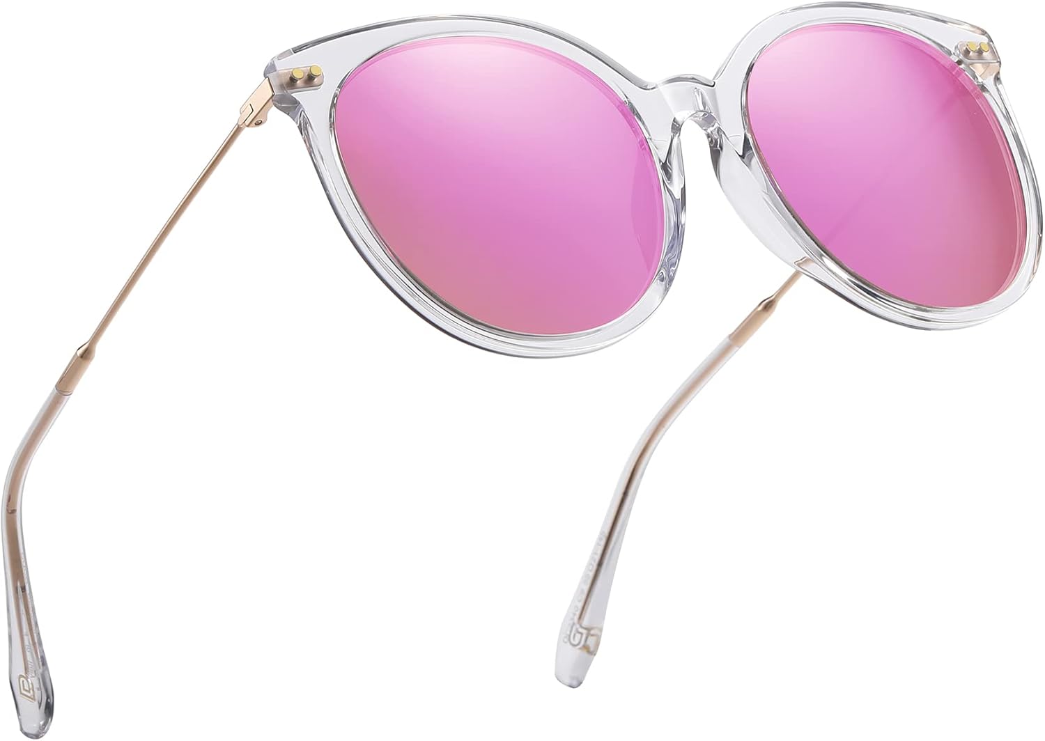 

Женские солнцезащитные очки DUCO Oversized Polarized Sunglasses Trendy Mirrored Shades Retro Round Vintage Light Weight UV400 Sun Glasses W016, 31-transparent Frame Revo Purple Lens