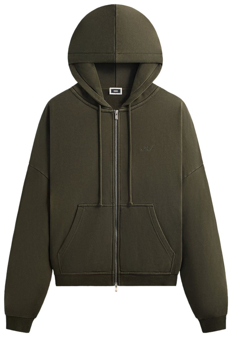 

Укороченная флисовая толстовка Kith Lofty Fleece Cropped Braxton Hoodie, зеленый