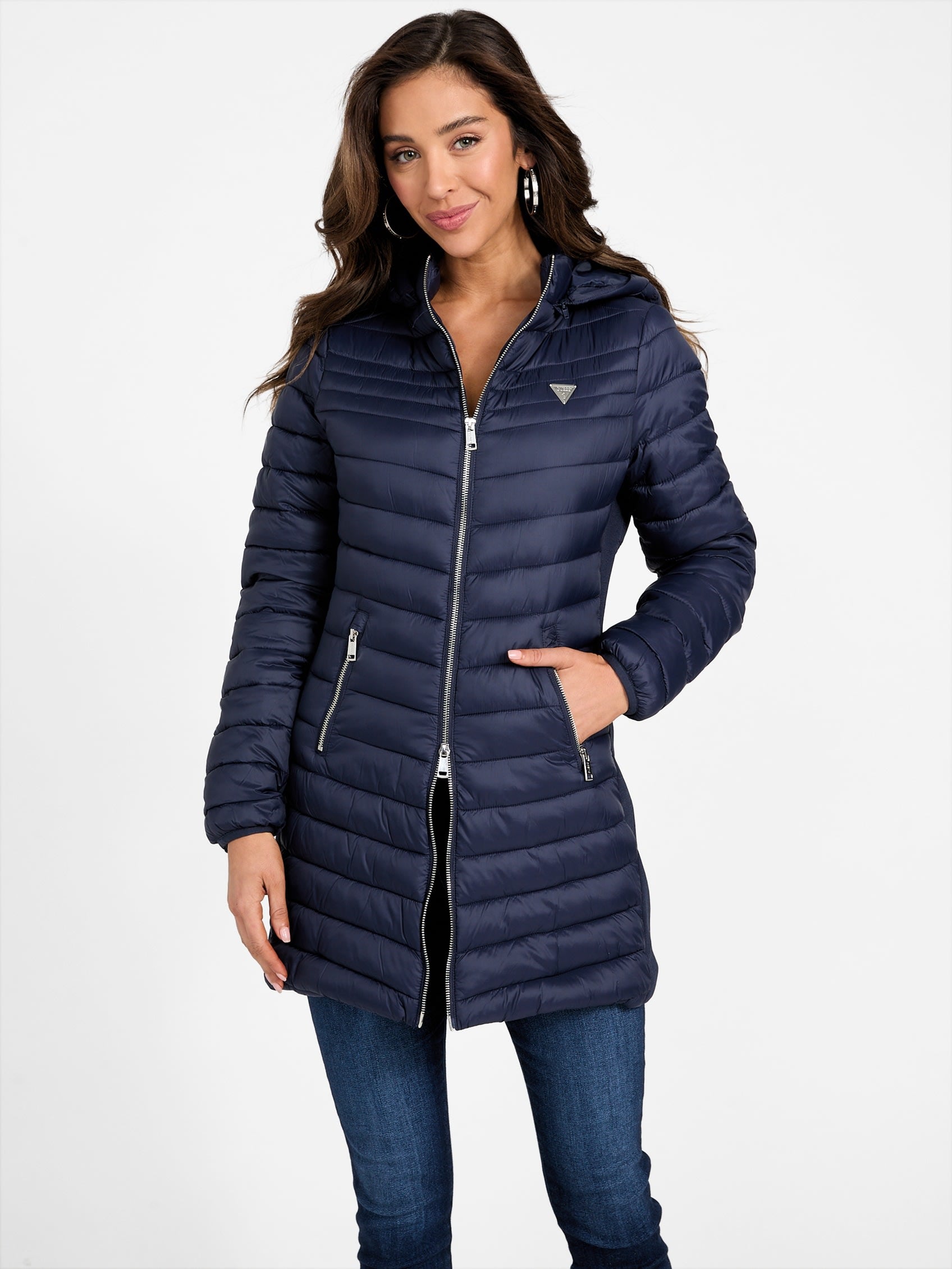 

Кружевное стеганое пальто Guess Factory, цвет nocturnal navy