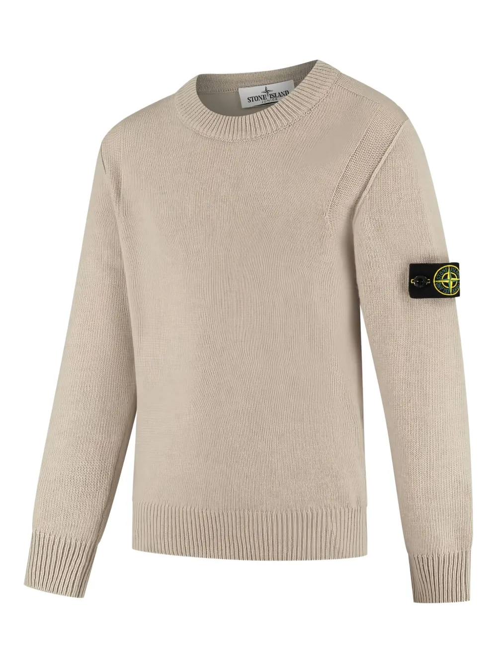 Свитер с круглым вырезом и нашивкой-логотипом Stone Island Junior, нейтральный — фото 2