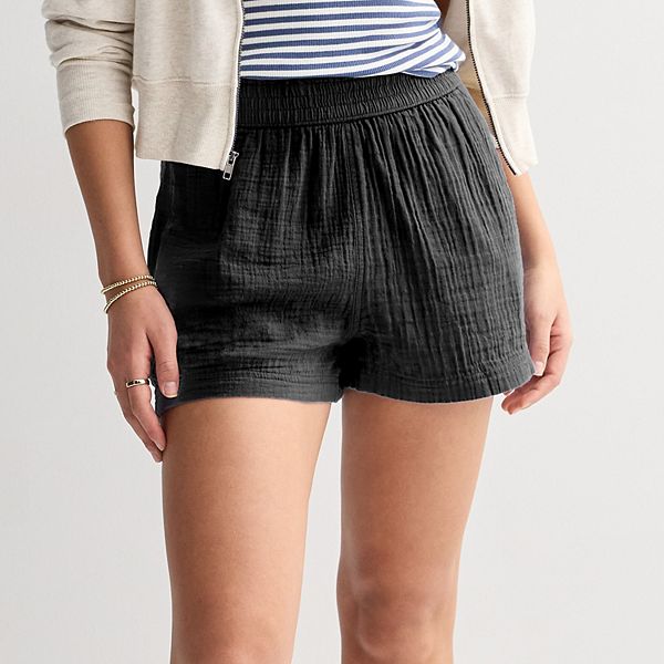 

Джинсовые шорты с высокой талией и сборкой So, Black Luxe