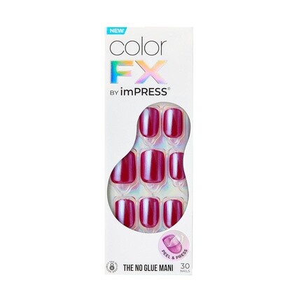 

KISS imPRESS No Glue Mani Press-On Nails Color FX This City Темно-красный Короткий размер Squoval Форма Включает 30 подушечек для подготовки ногтей Инструкции 1 Маникюрный карандаш 1 Мини-пилочка