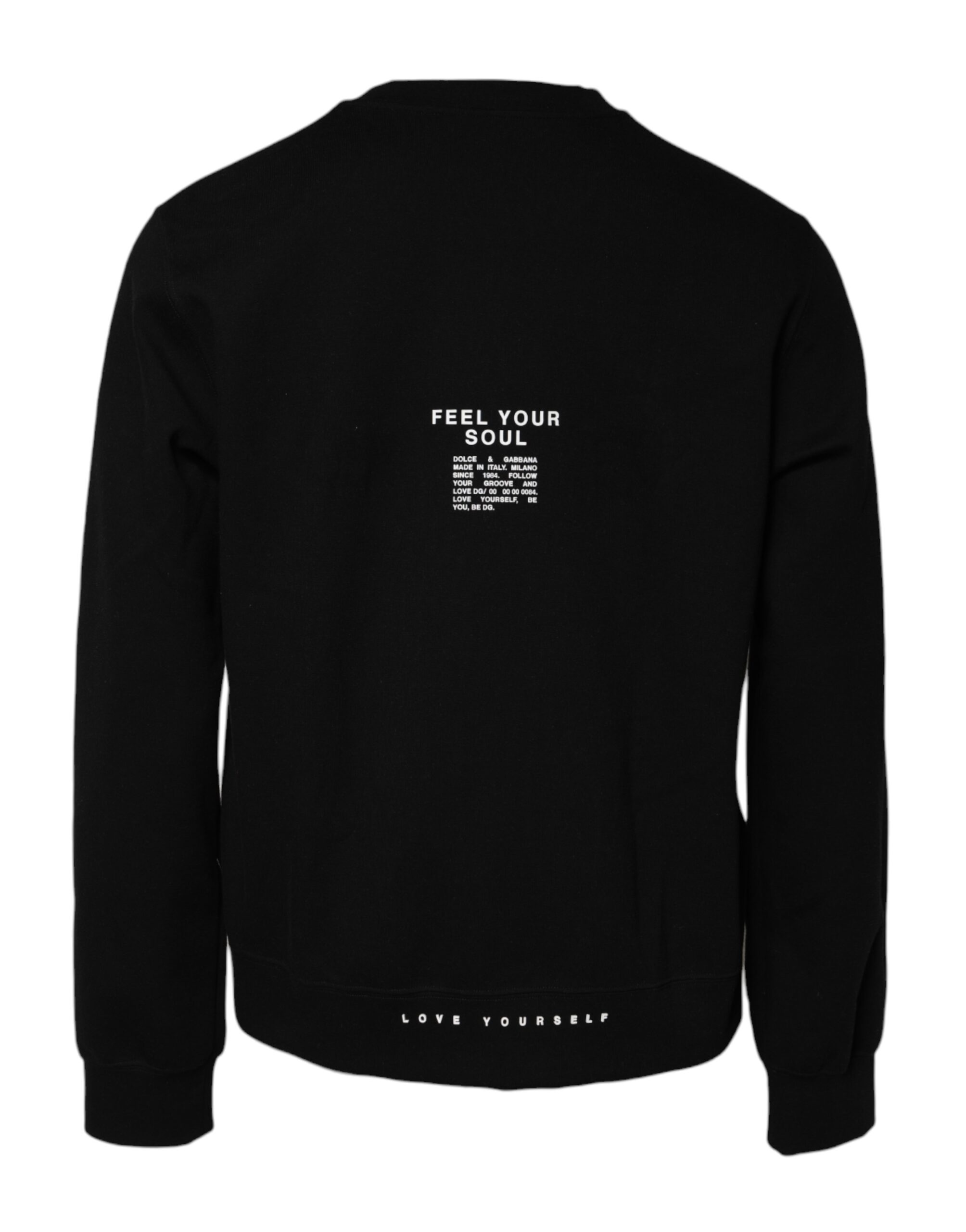 Черный хлопковый вязаный свитер с логотипом Dolce & Gabbana, Black