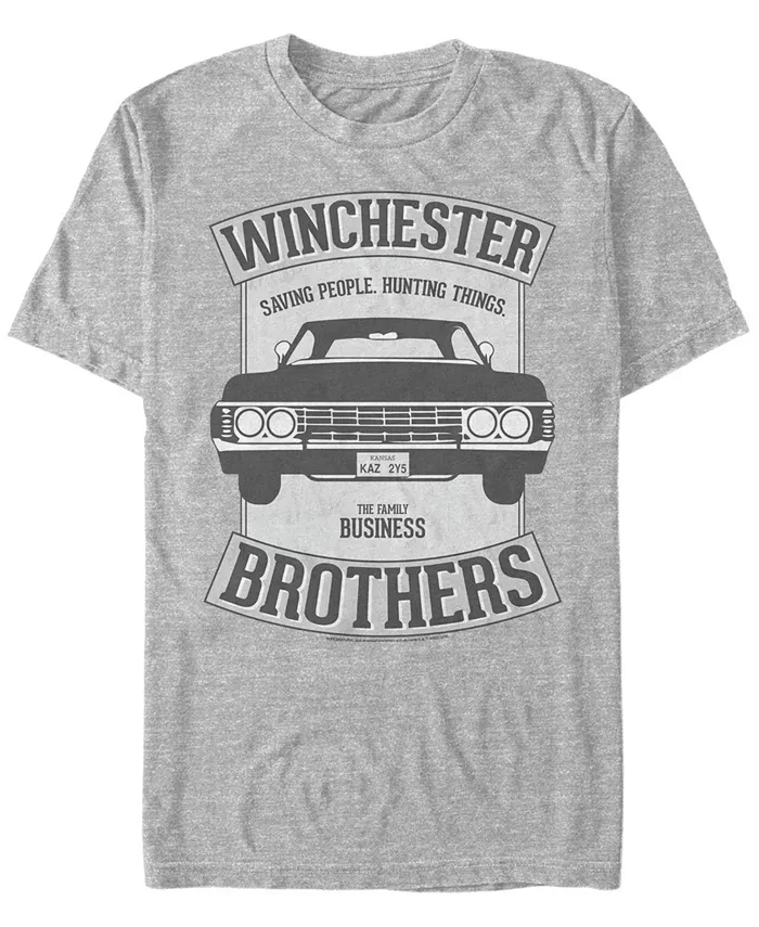

Мужская футболка с коротким рукавом Supernatural Winchester Car Crest Fifth Sun, серый