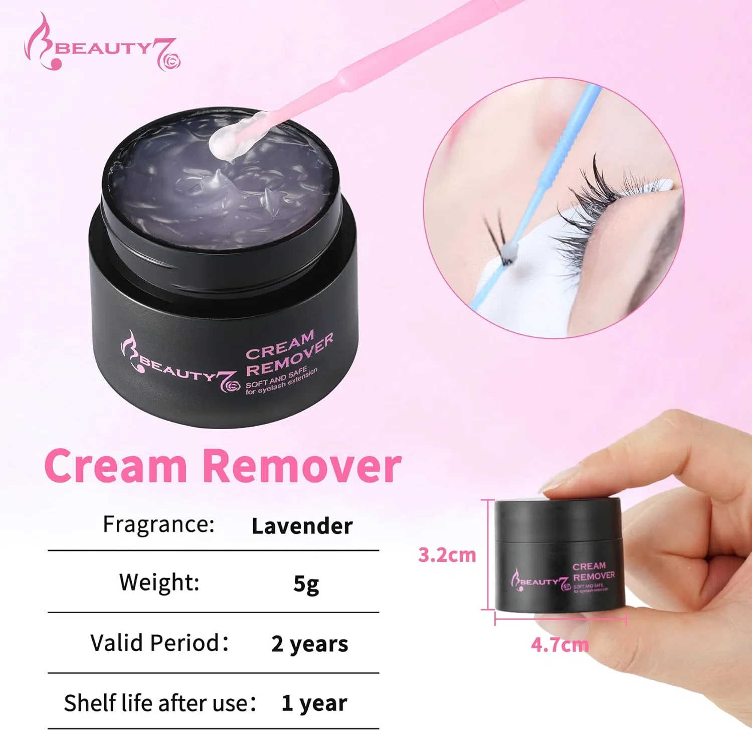 Крем-ремувер для наращенных ресниц Beauty7 с ароматом лаванды Beauty7, Purple — фото 2