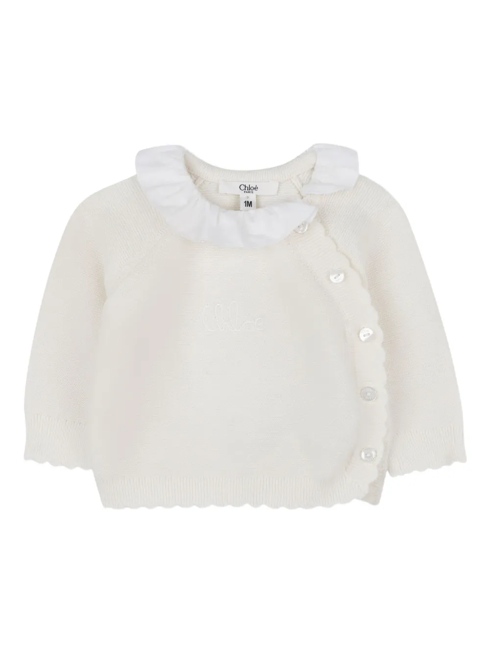 Комплект из толстовки и брюк с оборками Chloé Kids, нейтральный — фото 3