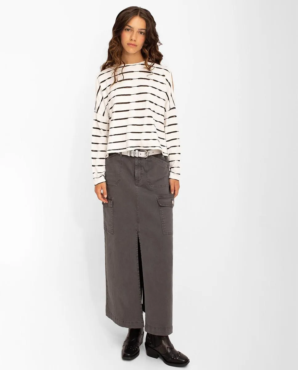 

Миди-юбка с четырьмя карманами Noon, серый