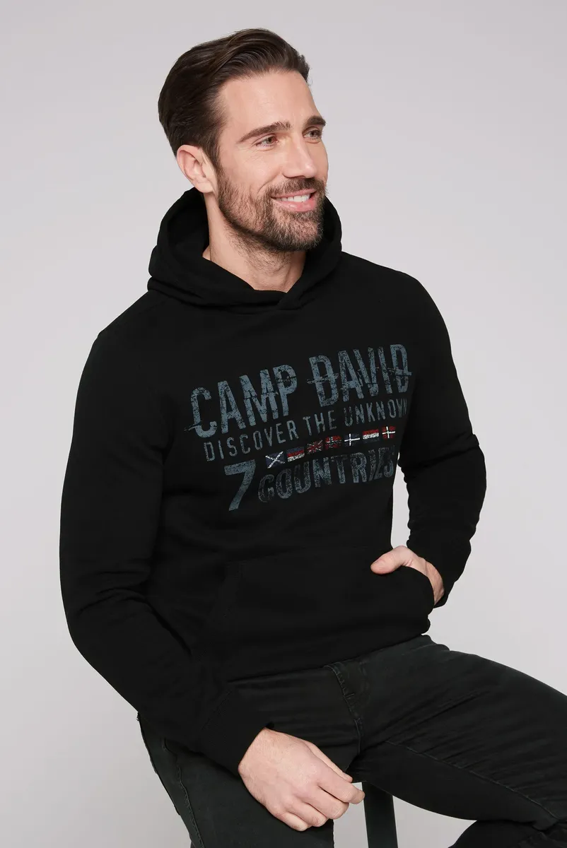 

Толстовка CAMP DAVID с капюшоном, хлопок, черный