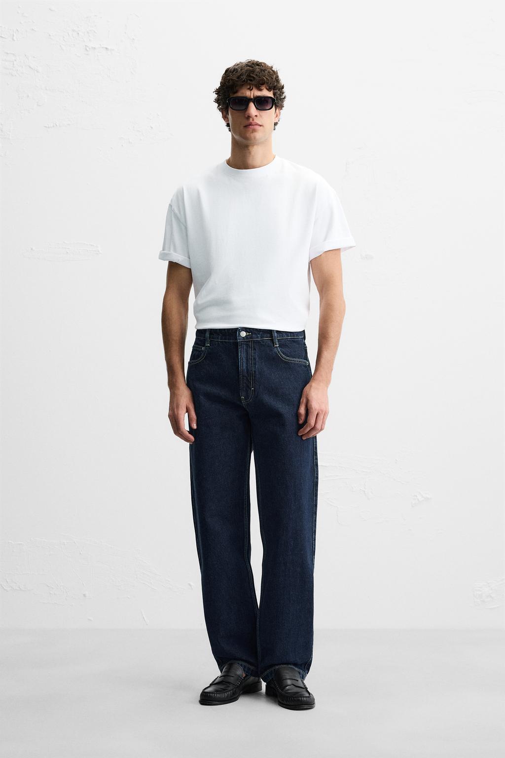 

Джинсы прямого кроя с отстрочкой по верху ZARA, цвет Indigo