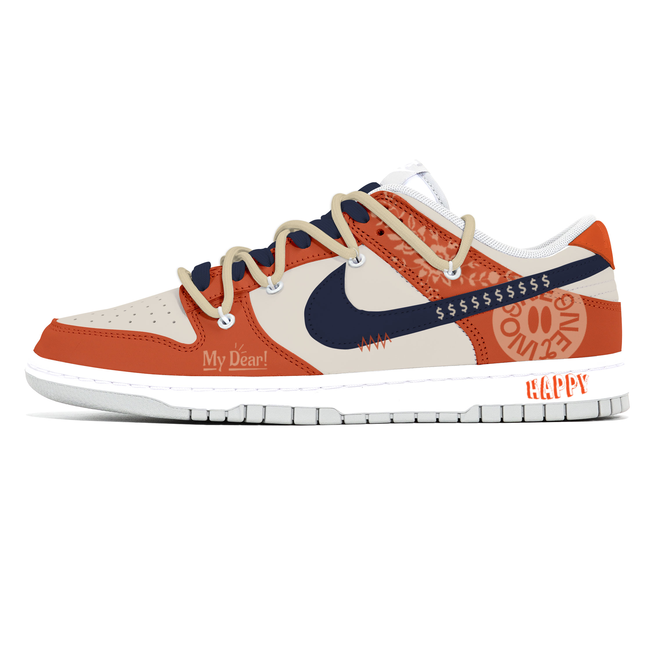 

Nike Кроссовки для скейтбординга Dunk, износостойкие, низкие, мужские, оранжево-красные