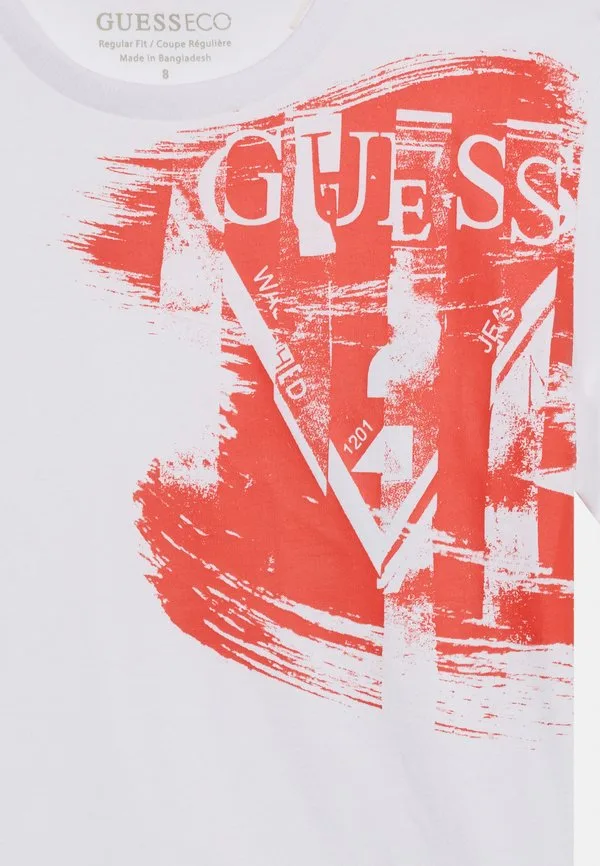 Детская футболка с принтом Guess, Pure White — фото 4
