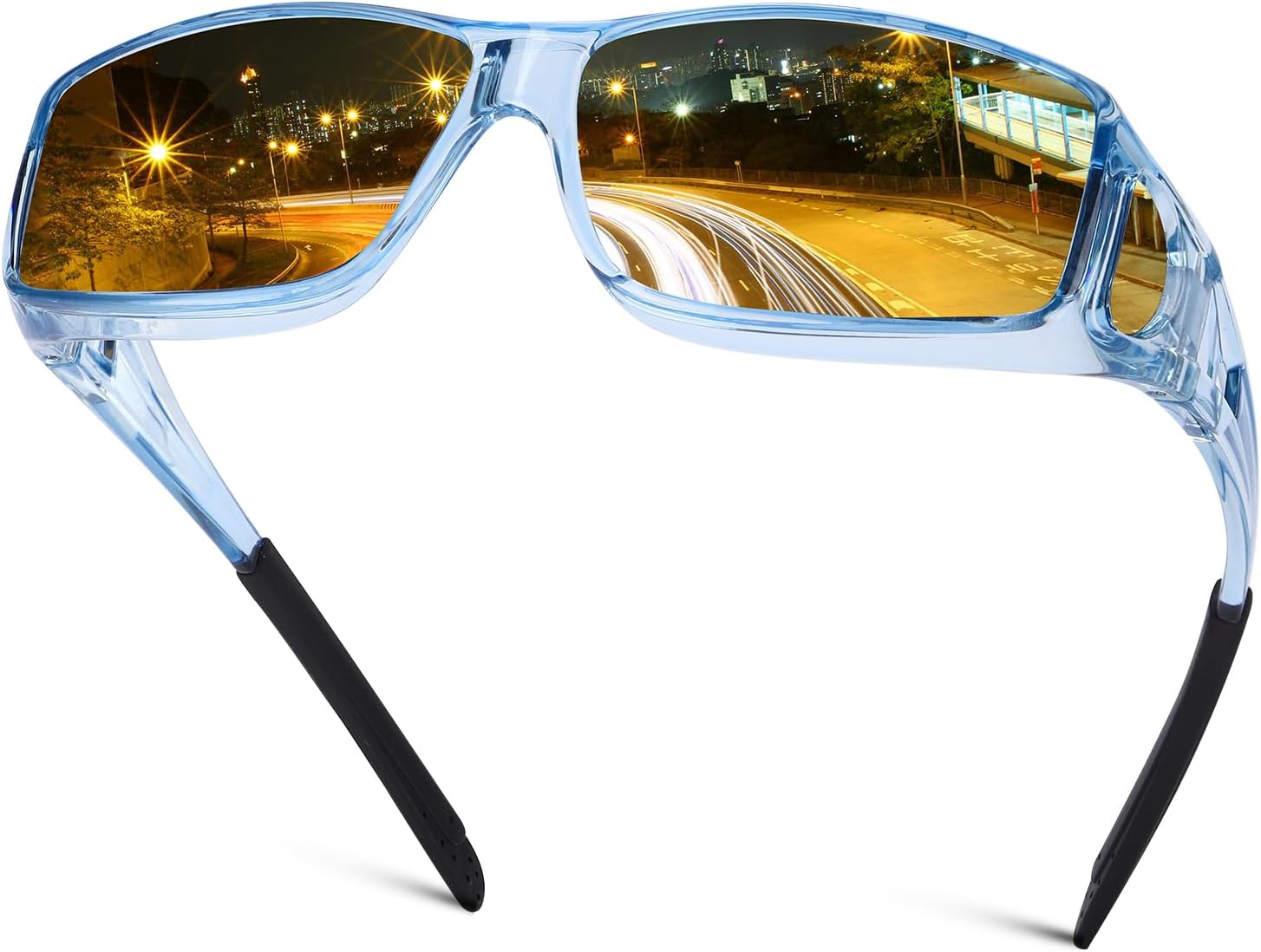 

Очки для вождения в ночное время для мужчин и женщин, надеваются поверх солнцезащитных очков, поляризованные, с защитой от бликов, HD-очки ночного видения FIMOSON, A05 Transparent Blue/ Yellow Night Vision Lens