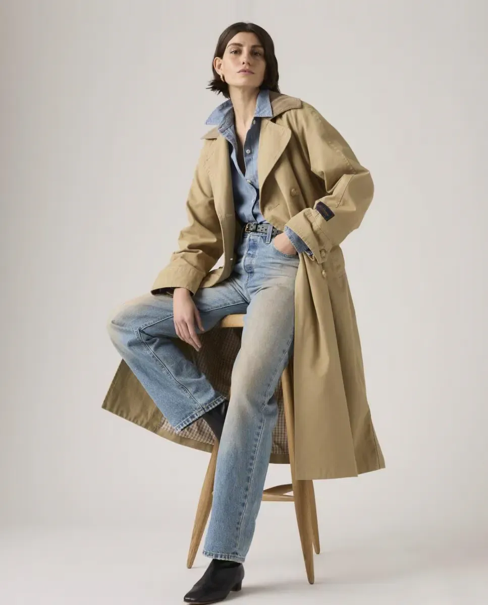 Женское длинное пальто Levi's, хаки — фото 3