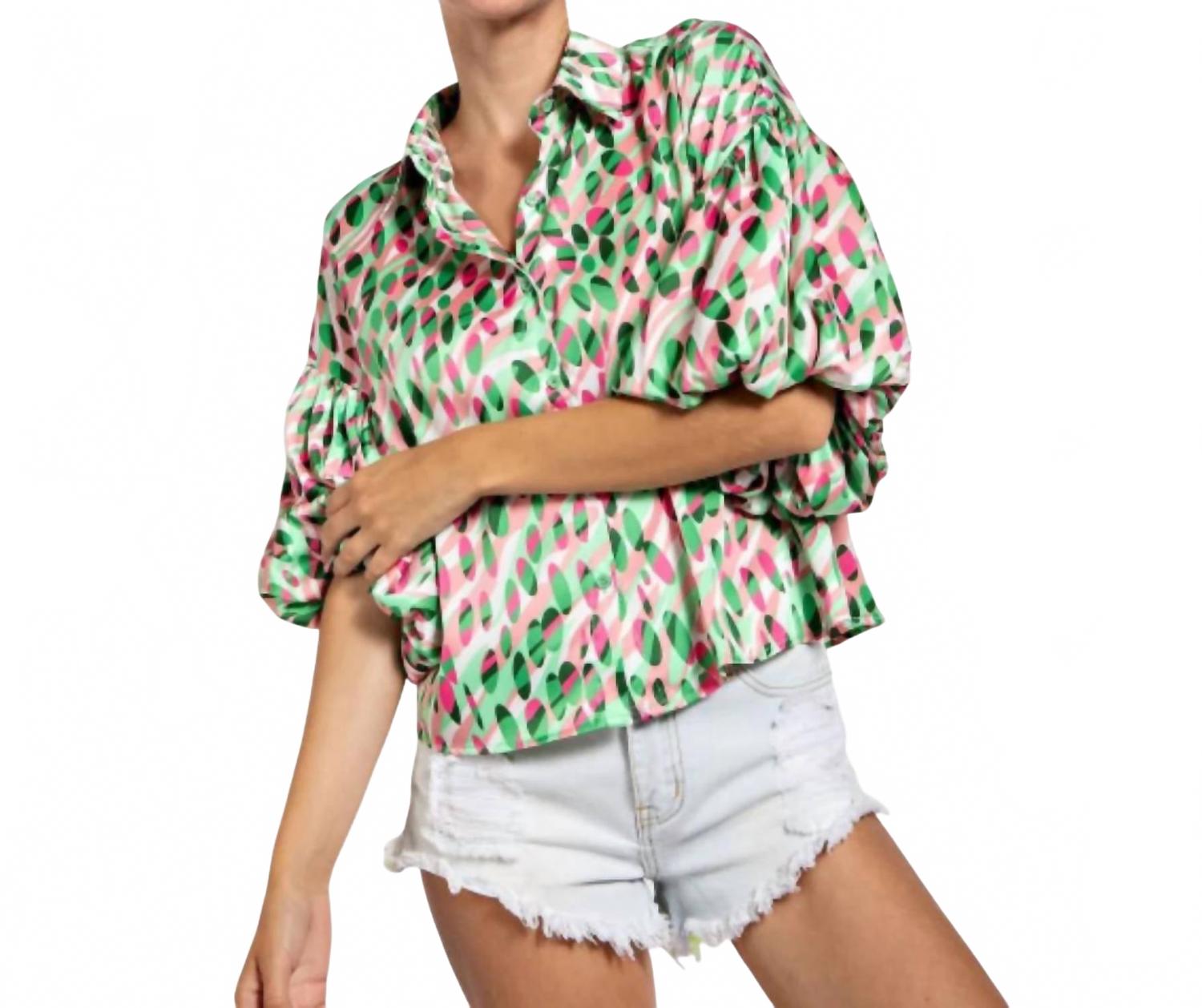 

Топ Ariel в розово-зеленом цвете Llove, розово-зеленый