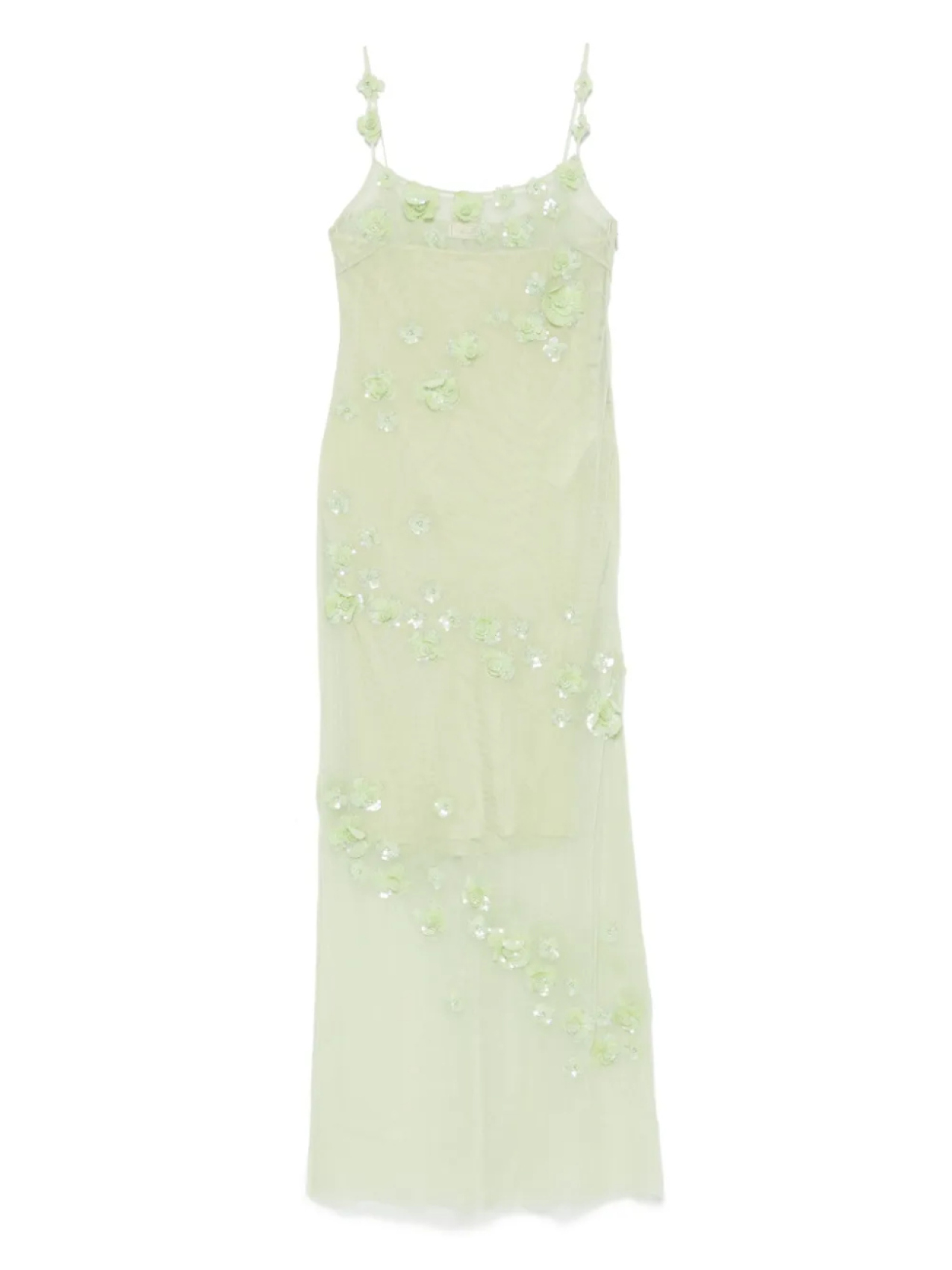 

Платье макси из тюля с вышивкой Blumarine, зеленый