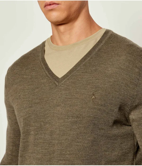 Шерстяной свитер Slim fit Polo Ralph Lauren, зеленый — фото 4