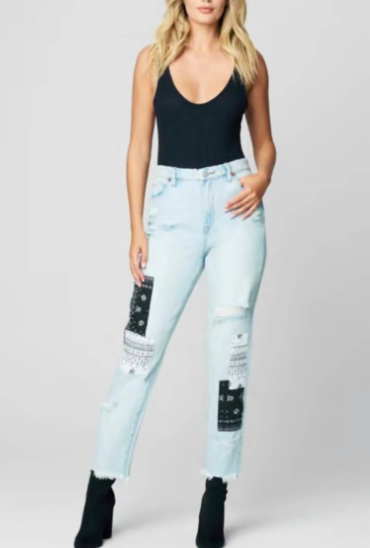 

Укороченные джинсы Madison Late Night Out с высокой посадкой и лоскутным кроем BLANKNYC