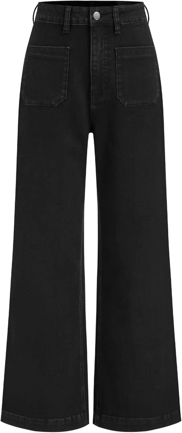 

CIDER Женские джинсы Wide Leg Cropped Length High Waisted Stretchy Denim Flared с карманами