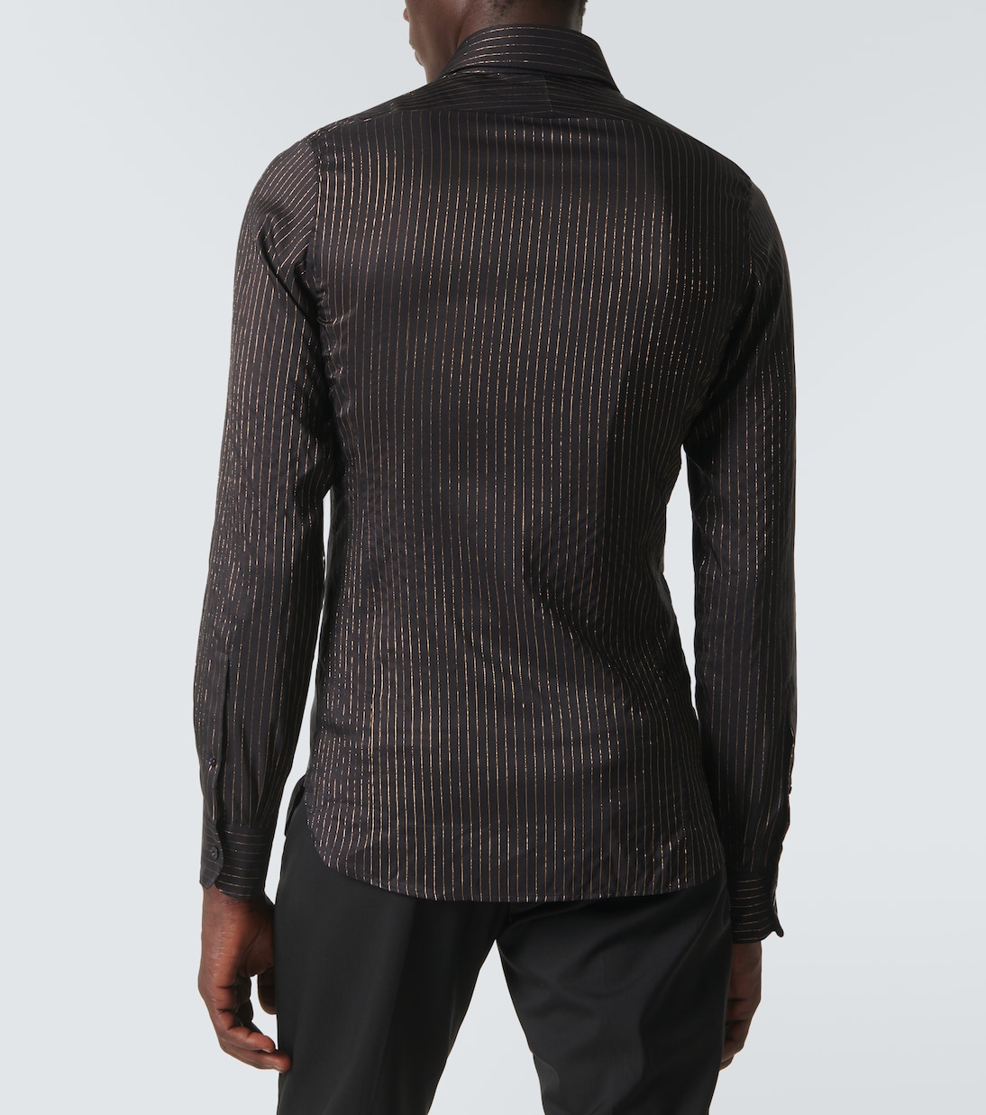 Шелковая рубашка в тонкую полоску Tom Ford, Black And Gold — фото 4